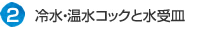 冷水・温水コックと水受皿